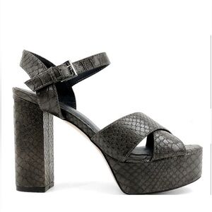 SHUSHOP Eugenia Platform Heels Sandals Grey Snake size 6.5 NWT NIB new in box